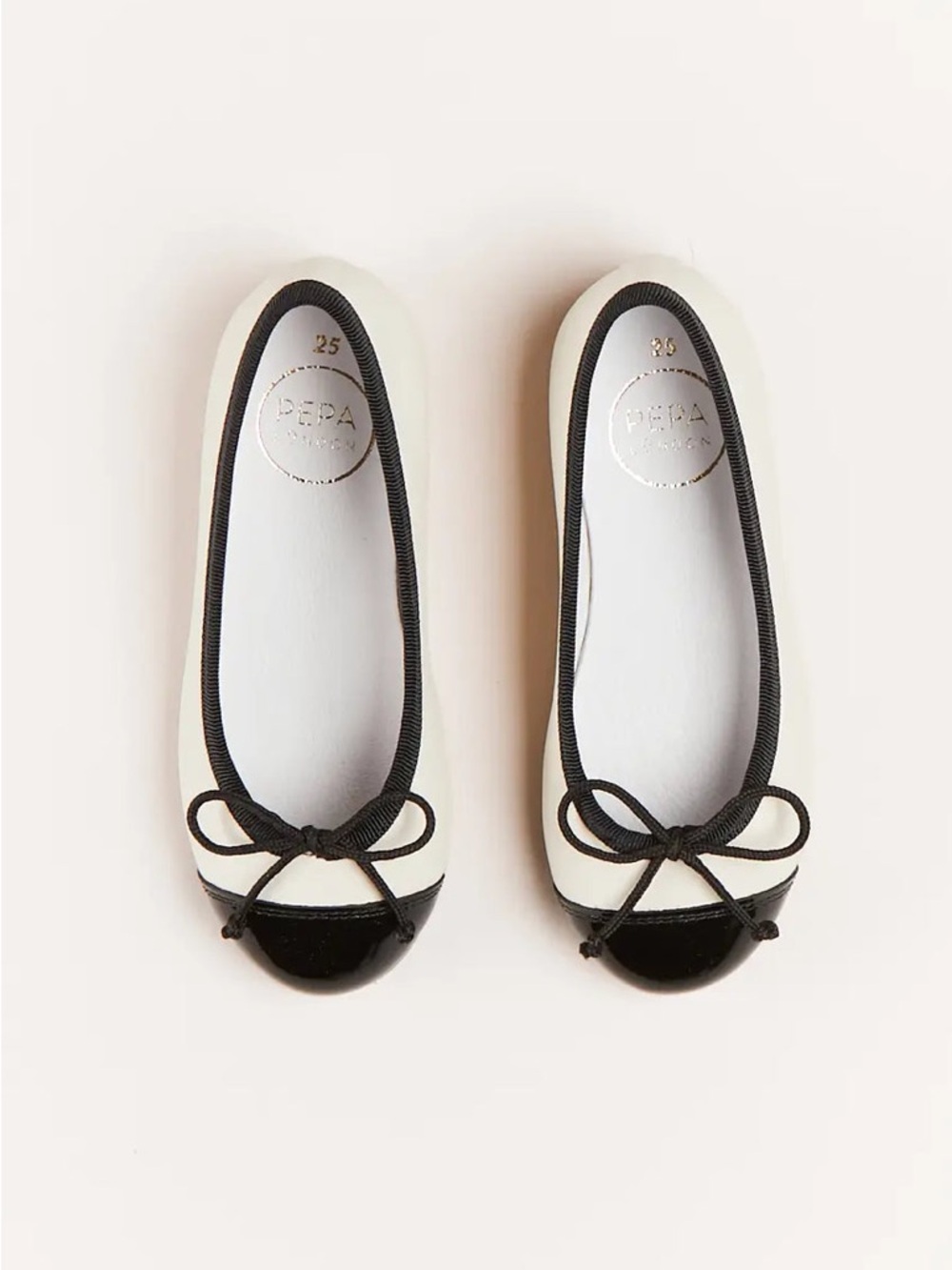 Peppa London Patent Toe Ballerina Flats Cream Black Size 27 (US 10) Leather NWOT